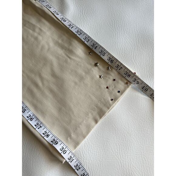Cache Rare Y2K vintage Ivory Flare Pants Size10 Embellished Rhinestones Festival - Picture 9 of 9